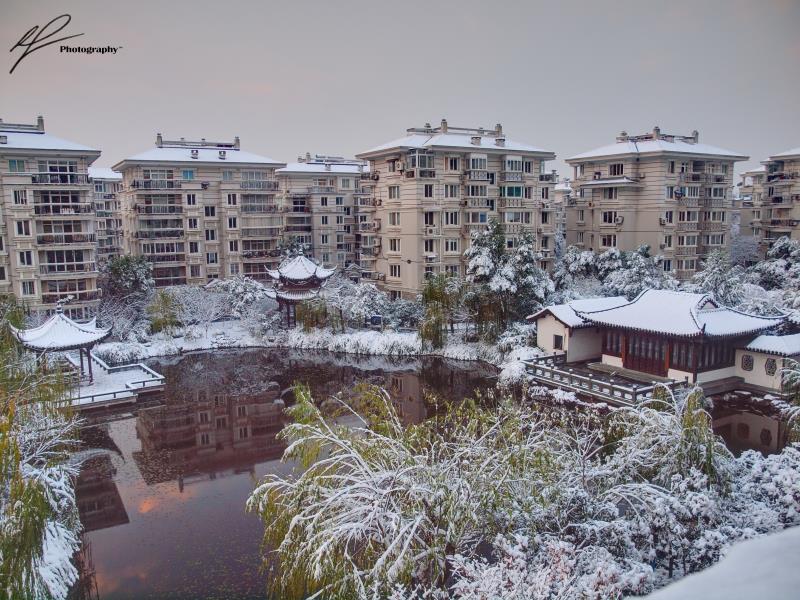 The view from our apartment during a typical winter in the Chinese city of HangZhou.