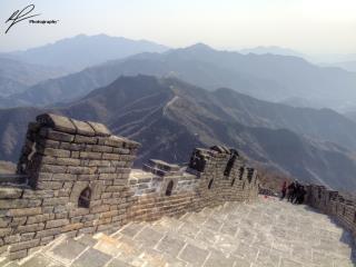 Heading east along the top of the restored section of the Great Wall, near the Mutianyi section, north of Beijing.