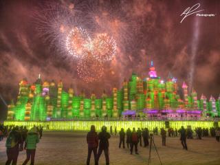 It has become an annual tradition for the residents in the far north of China to create ice sculptures on a grand scale.  This shot is from opening night of the ice festival in Harbin, China in 2011.