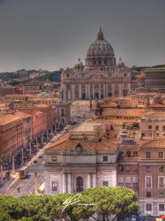 This is a shot of the Vatican taken from the top of nearby Castel Sant'Angelo, on the banks of the river Tiber.