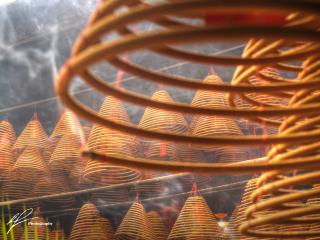 From the Northern Territories near Hong Kong, this shot was taken inside a Chinese temple, illustrating the serene nature of the many coils of incense slowly burning away.